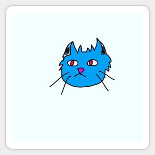 Chat Bleu with light bleu background Sticker